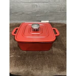 Zakarian Red Nonstick Cast Iron Square Covered Baker 8”x8” W/ Lid & Handles New